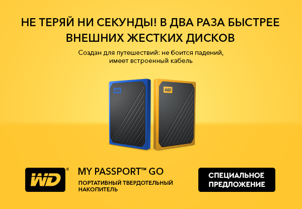Скидки на внешние SSD WD My Passport Go! | Акции DNS | EY034249